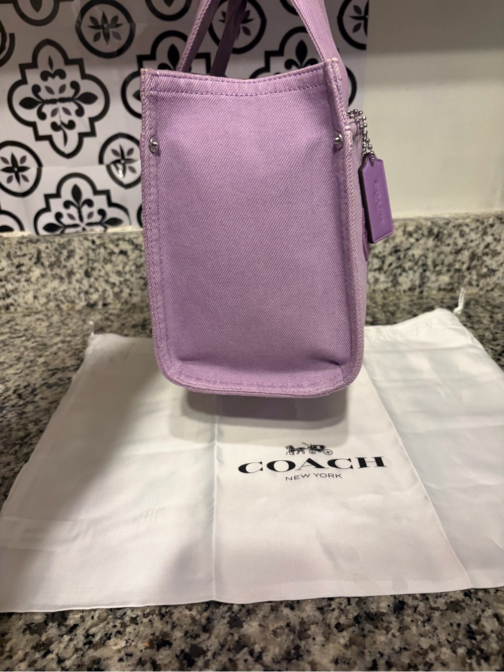 Coach Lilac Canvas Tote with Logo - Picture 3 of 10